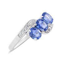 Ceylon Blue Sapphire and White Zircon Ring in Platinum Over Sterling Silver (Size 10.0) 1.50 ctw