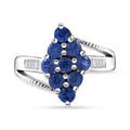 Ceylon Blue Sapphire and White Zircon 1.60 ctw Ring in Platinum Over Sterling Silver (Size 10.0) - Sticky add to cart bar