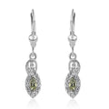 Green Tanzanite and White Zircon Dangling Earrings in Platinum Over Sterling Silver 0.65 ctw - Sticky add to cart bar