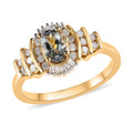 Green Tanzanite and Diamond Halo Ring in Vermeil Yellow Gold Over Sterling Silver 0.85 ctw - Sticky add to cart bar