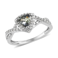 Green Tanzanite, White Zircon Ring in Platinum Over Sterling Silver (Size 6.0) 1.00 ctw