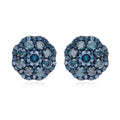 Blue Diamond Floral Stud Earrings in Platinum Over Sterling Silver 1.00 ctw - Sticky add to cart bar