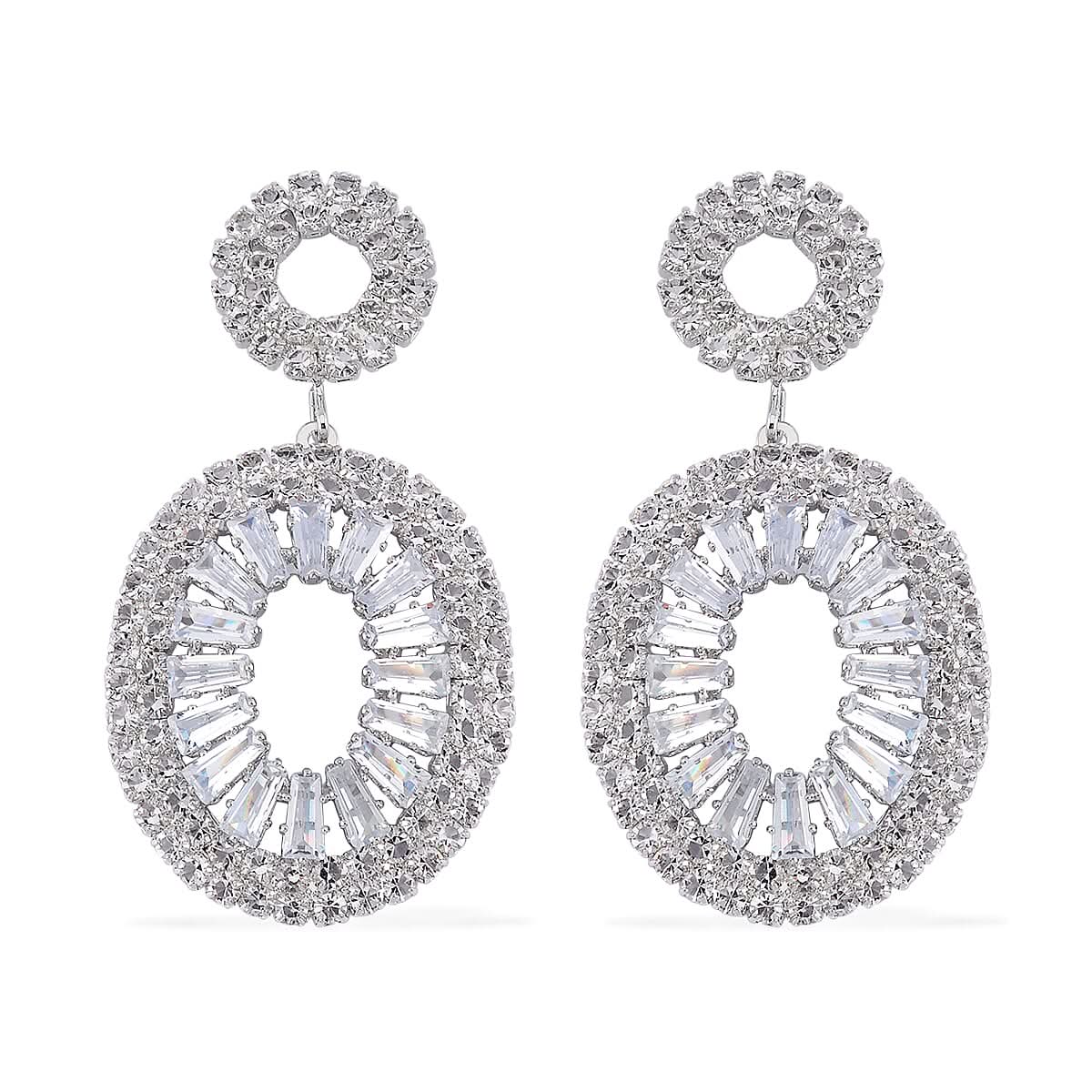 Austrian Crystal Open Circle Earrings in Silvertone