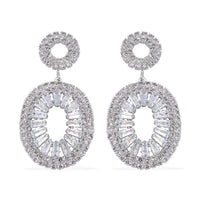 Austrian Crystal Open Circle Earrings in Silvertone