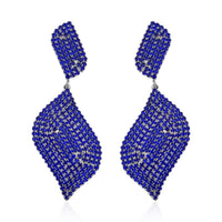 Green Austrian Crystal Geometrical Earrings in Goldtone
