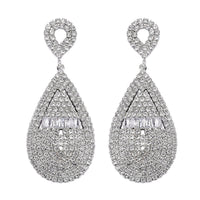 Austrian Crystal Geometrical Earrings in Silvertone