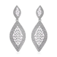 Simulated Pearl, Austrian Crystal Earrings in Silvertone