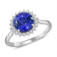 Certified Rhapsody 950 Platinum AAAA Tanzanite and E-F VS Diamond Sunburst Ring 5.40 Grams 3.30 ctw (Del. in 15-20 Days)