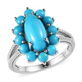 Premium Sleeping Beauty Turquoise Split Shank Ring in Platinum Over Sterling Silver 3.60 ctw - Sticky add to cart bar