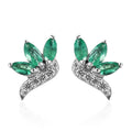AAA Kagem Zambian Emerald and White Zircon Stud Earrings in Platinum Over Sterling Silver 0.60 ctw - Sticky add to cart bar