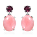 Premium Peruvian Pink Opal and Orissa Rhodolite Garnet Drop Earrings in Platinum Over Sterling Silver 5.00 ctw - Sticky add to cart bar