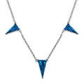 Caribbean Quartz (Triplet) Triangle Shape Station Necklace 18 Inches in Platinum Over Sterling Silver 14.25 ctw (Del. in 7-10 Days) - Sticky add to cart bar