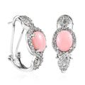 D'Joy Premium Peruvian Pink Opal and White Zircon Omega Clip Earrings in Platinum Over Sterling Silver 4.50 ctw - Sticky add to cart bar
