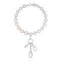 Simulated Pearl Cable Chain Necklace 24-25 Inches with Charm in Silvertone and Rosetone - Sticky add to cart bar
