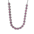 Ilakaka Hot Pink Sapphire (FF) and White Zircon Necklace 18 Inches in Platinum Over Sterling Silver 37.50 ctw - Sticky add to cart bar