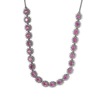 Ilakaka Hot Pink Sapphire (FF) and White Zircon Necklace 18 Inches in Platinum Over Sterling Silver 37.50 ctw