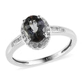Green Tanzanite and Diamond Halo Ring in Platinum Over Sterling Silver 1.40 ctw - Sticky add to cart bar