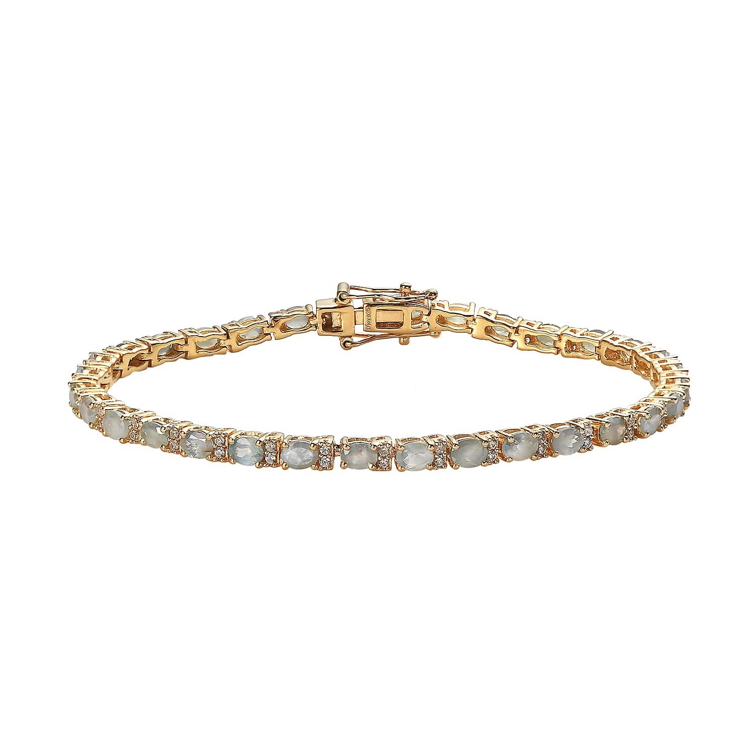 Narsipatnam Alexandrite and White Zircon Tennis Bracelet in Vermeil Yellow Gold Over Sterling Silver (6.50 In) 5.65 ctw