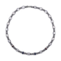 Silver Color Hematite Beaded Necklace 20 Inches in Silvertone 681.00 ctw