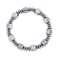 Silver Color Hematite Beaded knotted Stretch Bracelet 258.00 ctw