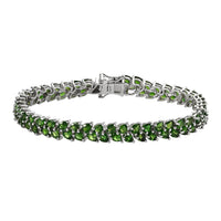 Chrome Diopside 19.30 ctw 2 Row Bracelet in Platinum Over Sterling Silver (7.25 In)