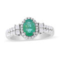 AAA Kagem Zambian Emerald and Moissanite Halo Ring in Platinum Over Sterling Silver (Size 10.0) 1.25 ctw - Sticky add to cart bar