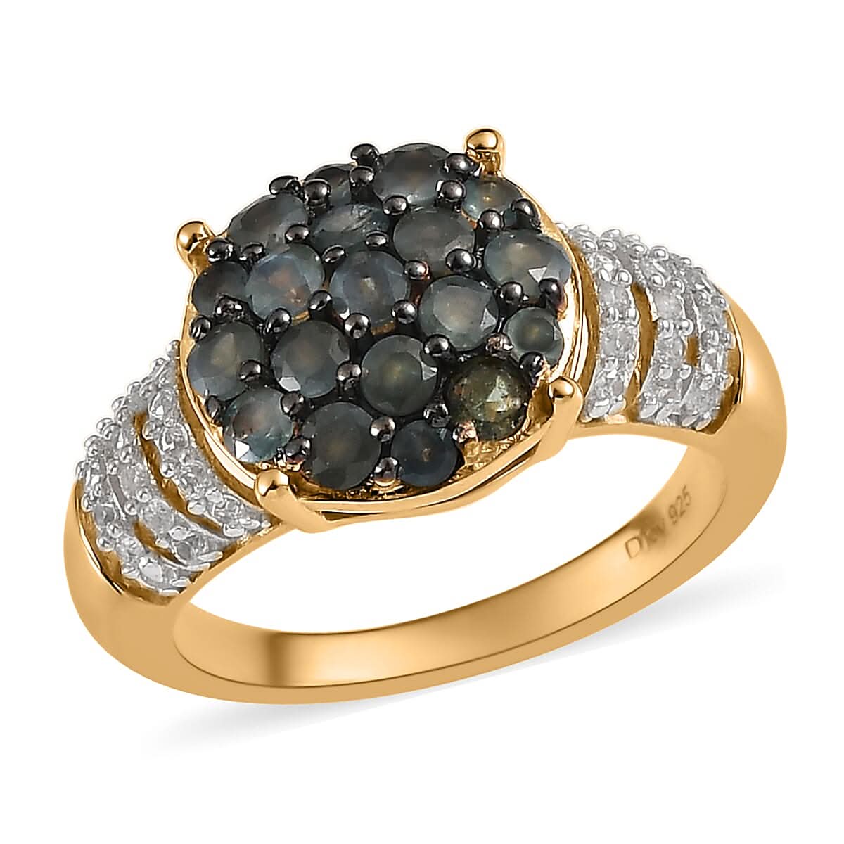 Narsipatnam Alexandrite and White Zircon Ring in Vermeil Yellow Gold Over Sterling Silver 1.60 ctw
