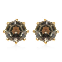 Iliana 18K Yellow Gold Octillion Cut AAA Turkizite Solitaire Stud Earrings 3.35 ctw