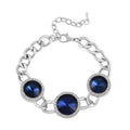Purple Glass, Austrian Crystal Bracelet in Silvertone (7.50-9.50In) - Sticky add to cart bar