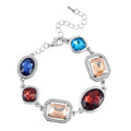 Simulated Multi Gemstone and Austrian Crystal Bracelet in Silvertone (7.50-9.50In) - Sticky add to cart bar
