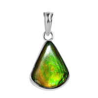 Artisan Crafted Canadian Ammolite Solitaire Pendant in Sterling Silver