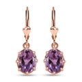 Rose De France Amethyst Solitaire Lever Back Earrings in 14K Rose Gold Over Sterling Silver 3.40 ctw - Sticky add to cart bar