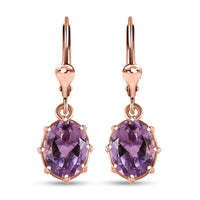 Rose De France Amethyst Solitaire Lever Back Earrings in 14K Rose Gold Over Sterling Silver 3.40 ctw