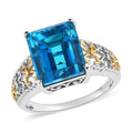 Karis Caribbean Quartz (Triplet) Solitaire Ring in 18K YG Plated and Platinum Bond (Size 10.0) 7.35 ctw - Sticky add to cart bar