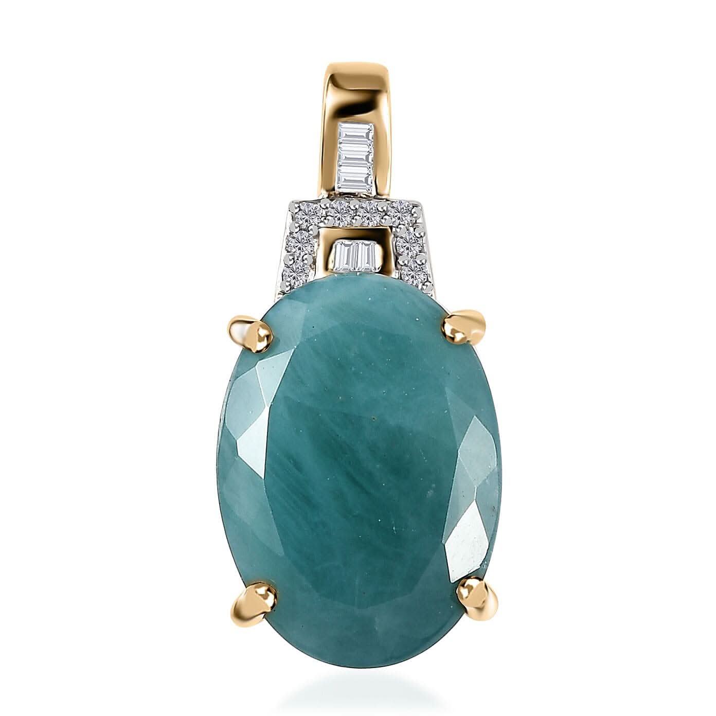 Luxoro 10K Yellow Gold Premium Grandidierite and Diamond Pendant 6.75 ctw