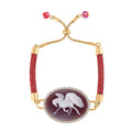 Cameo and Red Austrian Crystal Bracelet in Goldtone (6.5-7.5In) 5.00 ctw - Sticky add to cart bar