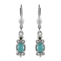 Grandidierite and Chrome Diopside Lever Back Earrings in Platinum Over Sterling Silver 0.70 ctw