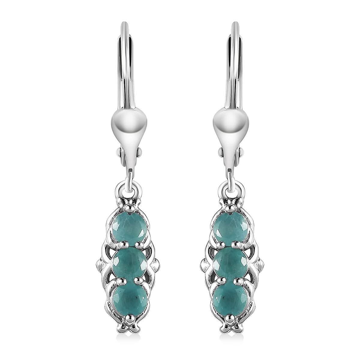 Grandidierite Lever Back Earrings in Platinum Over Sterling Silver 1.15 ctw