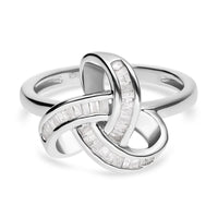 One Time Only Diamond Knot Ring in Platinum Over Sterling Silver (Size 10.0) 0.25 ctw