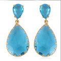 Light Blue Glass Drop Earrings in Goldtone - Sticky add to cart bar
