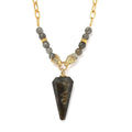 Karis African Amethyst and Thai Black Spinel Paper Clip Chain Dragon Necklace 18 Inches in 18K YG Plated 61.50 ctw - Sticky add to cart bar