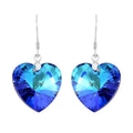 Simulated Blue Sapphire Heart Dangle Earrings in Rhodium Over Sterling Silver - Sticky add to cart bar