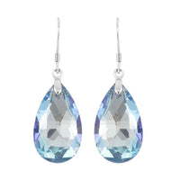 Simulated Aquamarine Earrings in Rhodium Over Sterling Silver