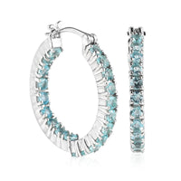 Madagascar Paraiba Apatite Hoop Earrings in Platinum Over Sterling Silver 3.10 ctw