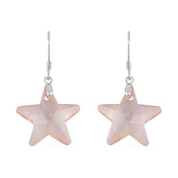 Simulated Blue Sapphire Star Earrings in Rhodium Over Sterling Silver