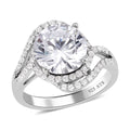 Lustro Stella Finest CZ Bypass Ring in Platinum Over Sterling Silver (Size 10.0) 6.50 ctw - Sticky add to cart bar