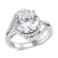 Lustro Stella Finest CZ Bypass Ring in Platinum Over Sterling Silver (Size 10.0) 6.50 ctw