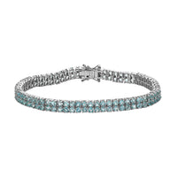 Madagascar Paraiba Apatite 2 Row Tennis Bracelet in Platinum Over Sterling Silver (8.00 In) 9.85 ctw