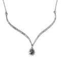 Green Tanzanite and White Zircon Drop Halo Necklace 18 Inches in Platinum Over Sterling Silver 2.75 ctw - Sticky add to cart bar