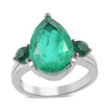 Emeraldine Quartz 3 Stone Ring in Stainless Steel (Size 10.0) 6.60 ctw - Sticky add to cart bar